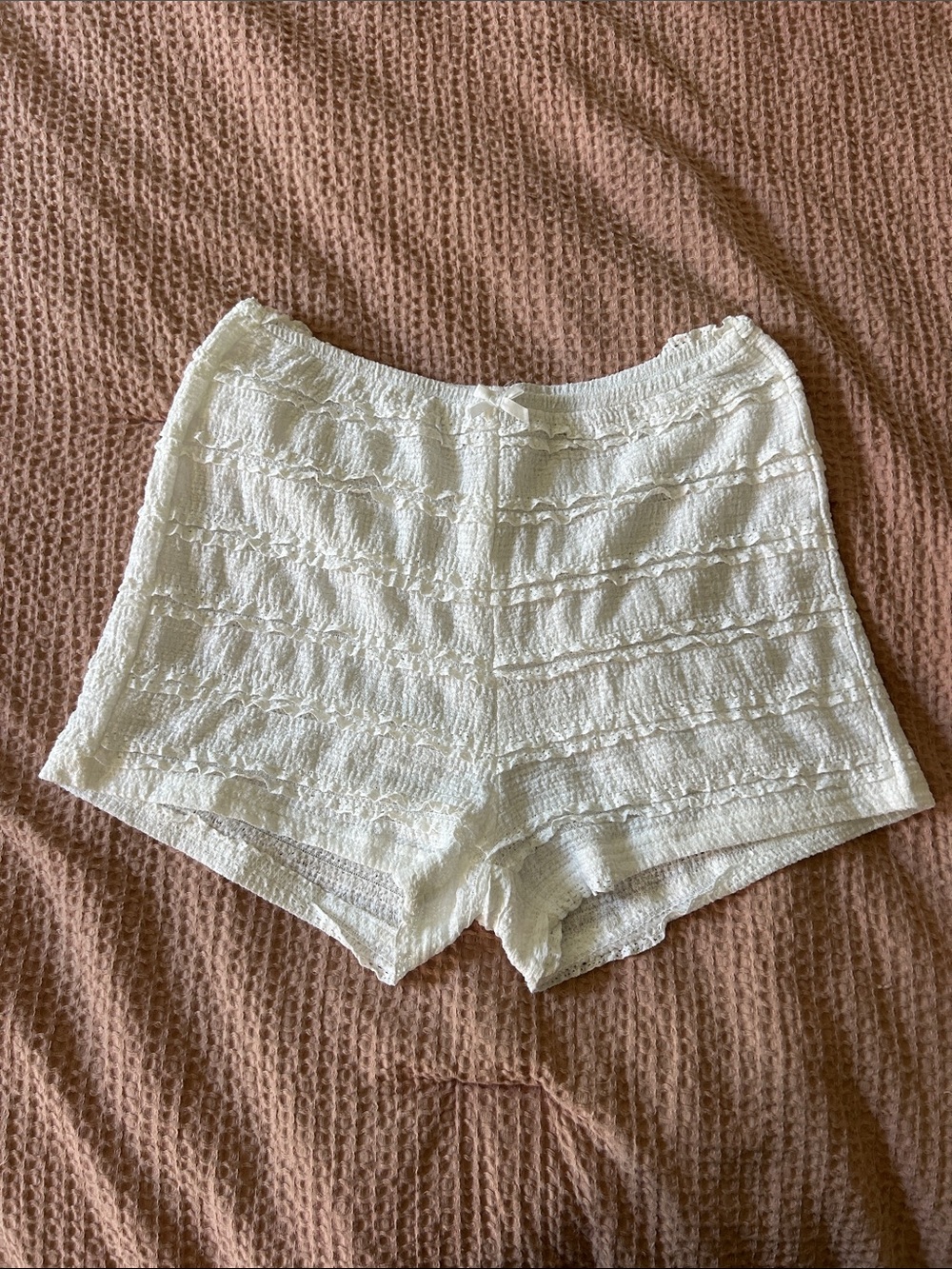 TikTok Shop High-Waist White Textured Women’s Shorts